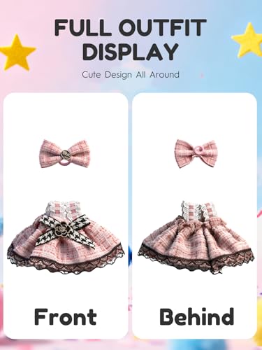 Image of Clothes for LABUBU 6.7inch (17cm) Doll, Cute Outfit Small Dress and Hairpin, Dress Up, Accessories (No Doll) (Pink Dress)