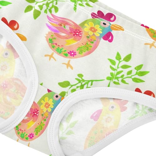 Whimsical Chickens Colorful Floral Girls Underwear Toddlers 2t Cotton Cute Panties Girl Durable Briefs Underpants4