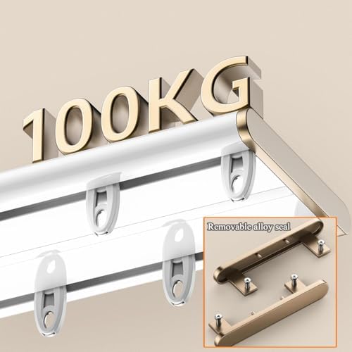 Heavy Duty Double Row Curtain Track 14.8FT Aluminum - Silent Adjustable Ceiling Mount for Room Dividers & Curtains, 70-600cm Sliding Rail Set, Durable & Quiet Operation