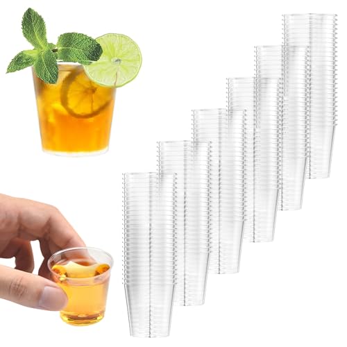 Magrimaxio 150 Piezas vasos chupito plastico, chupitos de plástico transparentes, vaso hechos de plástico PS, 30ml/ 3 cl, Ecológico, para Fiesta, Bodas Cumpleaños y Navidad