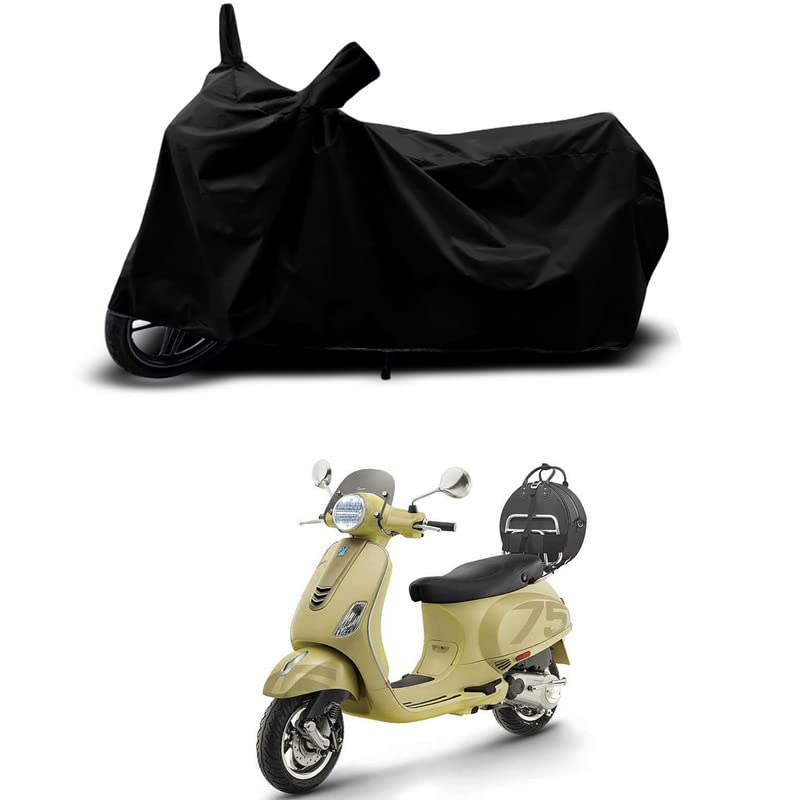 Image of 100% Scratchproof /UV-Rays /Heat Protection /Birds Dropping /Water Resistant /Dust Proof /Waterproof /Full Bike Scooty Two Wheeler Body Cover Compatible for Vespa VXL 150 BS6 All Varients[Black]