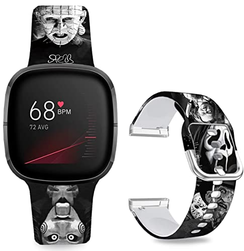 Sjiangqiao Fitbit Sense/Sense 2/Versa 3/Versa 4�p�o���h �X�����[ �X�N���[�� �n���E�B�� �z���[ �S�[�X�g�t�F�C�X �X�P���g�� �X�J�� �s���w�b�h �w�����C�Y �V���R�� �J�[�g�D�[���o���h �����p �X�|�[�c�X