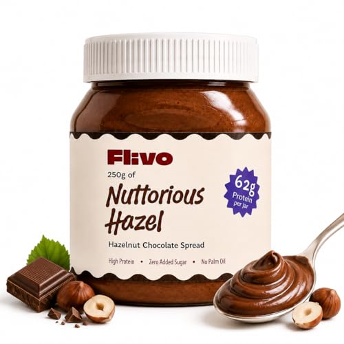 Image of Flivo Chocolate Hazelnut Spread 250g | No Palm Oil | No Added Sugar | Naturally Sweetened with Monk Fruit | 62g High Protein Snack Spread | No Stabilizers |