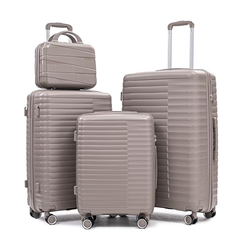 Image of Hardside 4 Luggage Sets, Lightweight Wave Suitcase with Spinner Wheel