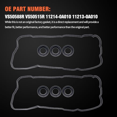 Image of HiSport Valve Cover Gasket Set - Compatible with Lexus ES300 ES330 RX300 RX330 RX400h Compatible with Toyota: Avalon Camry Highlander Sienna Solara 3.0L 3.3L 1999-2008 - Replace VS50588R