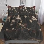 YINGD The Vampire Diaries 3 Pieces Set Duvet Cover Microfiber Bedding Sets, 3D Print Movies Quilt Cover with Pillowcases, with Hidden Zipper Closurer Comforter Cover, for Boys Girls King
