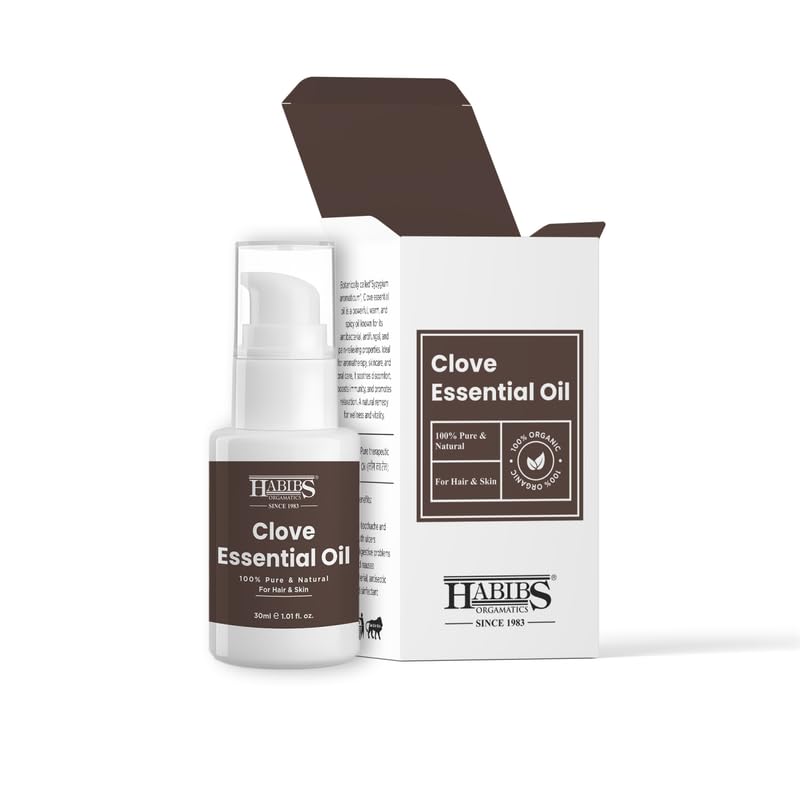 Image of Habibs Pure Clove Essential Oil - 100% Undiluted, Therapeutic Grade for Aromatherapy & Oral Care 30ML