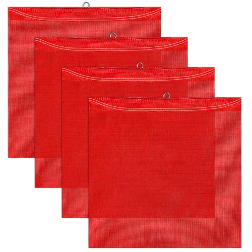 4 Pieces 18 x 18 Inch Safety Flags for Trucks Red Mesh Safety Flag with Wire Loop Warning Flag for Truck Pedestrian Crossings Trailer Safetys Flags