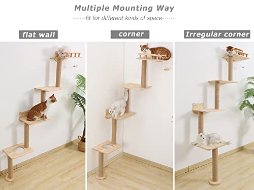 Árbol para gatos montado en pared con 4 niveles miniatura 6