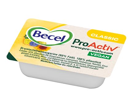 Becel Margarine kleine Portionen ProActiv 200 x 10g im Karton Becel Original Classic mit Omega-3- und Omega-6-Fettsäuren Einzelportionen für Buffets, Gastronomie & Großverbraucher