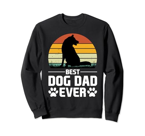 Best Dog Dad Ever Fathers Day Funny Pet Lover Retro Tramonto Felpa