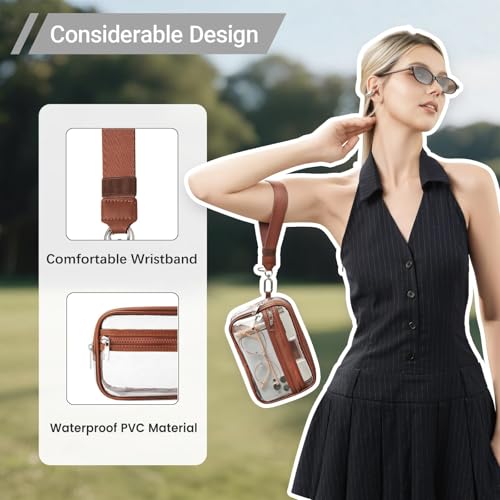 Image of Clear Wristlet Stadium Approved Clear Bag Wallet Transparent Purse for Concerts Sports Events