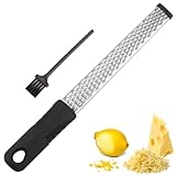 Zester Reibe aus Edelstahl, Käsereibe, Muskatnuss Reibe, Parmesanreibe, Zitronenreibe, Küchenreibe - Spülmaschinenfest, Rutschfester Silikongriff, Vielseitig Einsetzbar