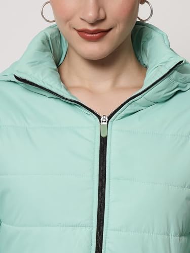 Image of KOTTY Women Nylon Full Sleeve Solid Long Length Puffer Jacket