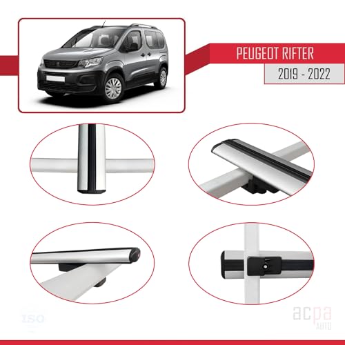 Barres de toit railing Peugeot Rifter 2019-2022 aluminium porte-bagages
