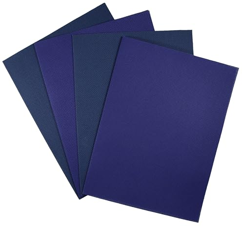Image of KCS 4 pc of 12 inch x 18 inch(30cmx45cm) 14CT Counted Cotton Aida Cloth Cross Stitch Fabric (Royal Blue+Navy Blue)
