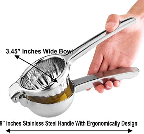Pelotek- Lemon Squeezer/Citrus Juicer/Lime Fruit Juice Presser ✮ Made With Quality 304 Stainless Steel + Extra Wide Bowl (3.45"W+13 holes) Citrus Crusher ✮For Orange Lemon Lime etc No Mess No Stress