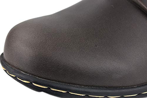 OSSTONE Herren Stiefel aus Rindsleder, Lederstiefel mit Gummisohle Biker Boots mit Reißverschluss, 6.5' Männer Stiefeletten mit 0.98' Absatz 5008-1-DE, Glattes Dunkelbraun,US9.5(EU43)