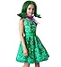 Magwei Girls Disgust Costume Joy Princess Dress Costume Kids Cosplay Dress up Halloween Birthday Christmas Outfits with Wig (Green, 5-6 Years)
