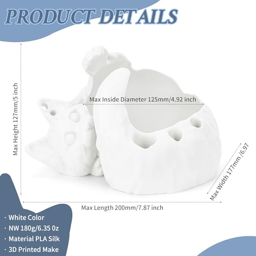 Image of VEHICAR Yarn Bowl 3D Printed, Large Cat Yarn Holder with Tool Hole, Cute Sleeping Cat Shape Storage Bowls, Ideal for Crocheting and Knitting, Great for Yarn Organization (Pure White)