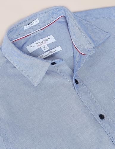 Image of U.S. Polo ASSN. Men's Solid Spread Collar Premium Cotton Oxford Tailored Fit Shirt
