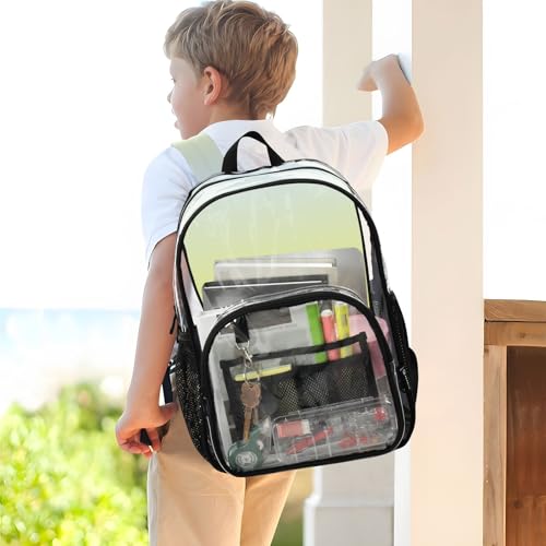 Girls Backpack for Kids Elegant Blue Canary Yellow Gradient Travel Clear Backpack Floral See through Shoulder Bag 7