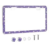 OTOSTAR 1 Pack Bling License Plate Frame, 3 Rows Handcrafted Shiny Rhinestones Premium Stainless...