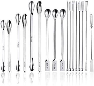 17 Pack Lab Spatula - Micro Lab Spoon/Scoop with Nickel Stainless Steel- Laboratory