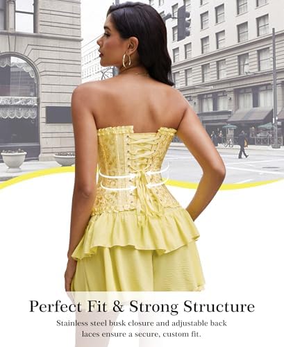 Bustier Corset Top for Women | Overbust Lace Up Waist Cincher Shapewear Lingerie - Image 4