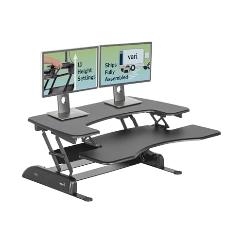 Vari VariDesk Pro Plus 36 - Adjustable Desk Converter with 11 Height Settings - Laptop Sit Stand Desk Riser for Home Office, Table Tops, Workspace - Fully Assembled with Spring Loaded Lift - Black
