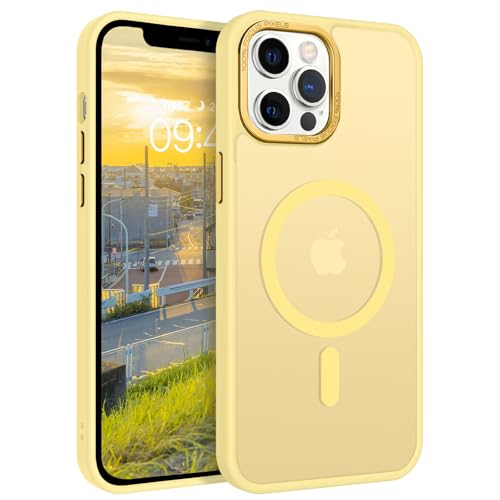 Coque magnétique iPhone 12 Pro Max translucide jaune compatible MagSafe