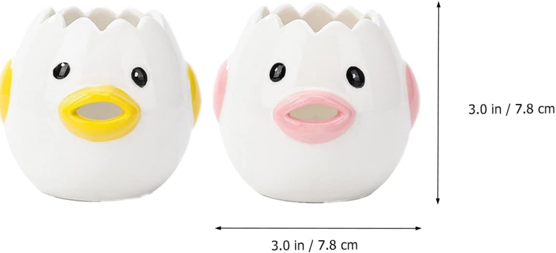 Ciieeo 2pcs Adorable Separator Ceramic Dividers Design for Easy Yolk Extraction Kitchen and Baking Pink Yellow