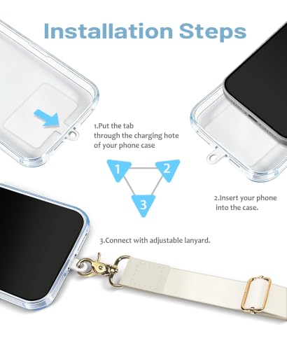 Image of Yonlevres Phone Lanyard Crossbody Strap Wrist Neck Adjustable Women Beige | Fit Cell Phone Keys and ID Badges, Travel and Daily Use, Hands-free, Work with Full-coverage Phone Case, 2 Tether Tabs, Gifts