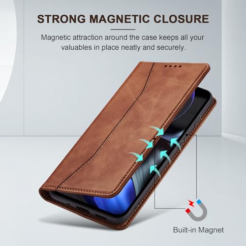 Image of Jasonyu Flip Wallet Case for Google Pixel 9 /9 Pro,Brown
