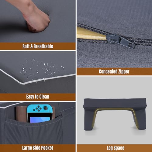 Rengue Almofada de leitura para jogos e relaxamento, almofada de colo grande com suporte de braço, m