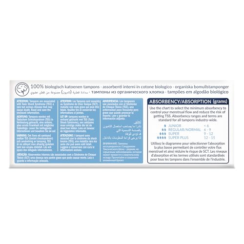 Image of Natracare Non-Applicator 100% Organic Cotton Tampons, Regular, Totally Chlorine Free, Biodegradable and Compostable (1 Pack, 20 Tampons Total)