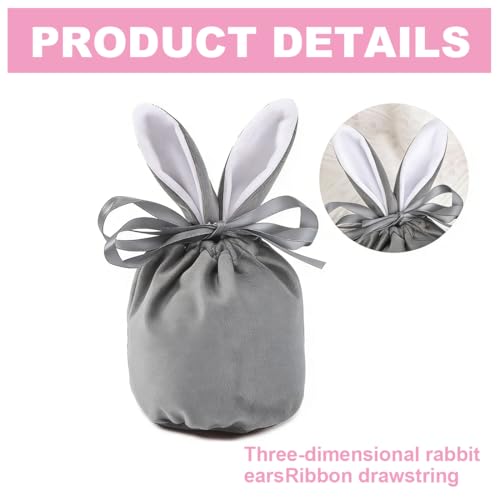 HAGNA Ostertüten Zum Befüllen, Osterhasenbeutel Aus Musselin - In Hellgrau, Weiß Und Orange, Beutel Mit Hasenohren Geschenk Zu Ostern Mitgebsel Oder Geschenkverpackung, 3 Stück (B)