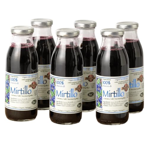 Agritur - Succo di Mirtillo Nero Selvatico Biologico 330ml – 100% mirtillo pressato, ricco di polifenoli e antiossidanti, senza acqua o zuccheri aggiunti, puro e naturale