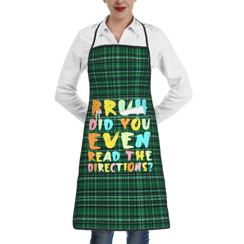 nopicsn Bruh Did You Even Read The Directions Apron for cooking with Pockets Women Men Kitchen Chef Funny Aprons