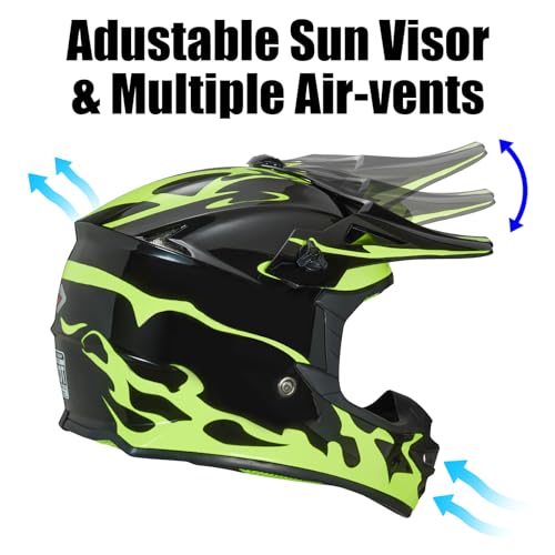 Image of Youth Kids Dirt Bike Helmet for Boys & Girls,F001 Full Face Motorcycle Helmet for Off-Road ATV Street Riding Four Wheeler Mountain Bike with Goggles Gloves,DOT Approved
