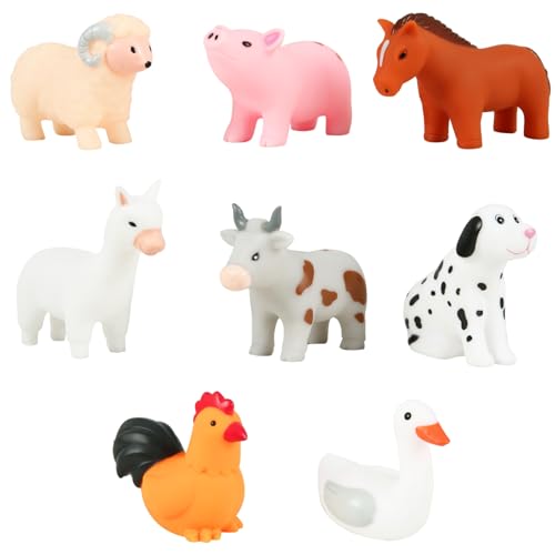 WQTHE Baby Bath Toys, for Infants 6-12& Toddlers 1-3, No Hole Bathtub Toys (Farm Animals, 8 Pcs with Mesh Bag) by WQTHE - Used condition - US$12.10