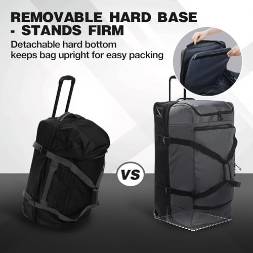 REDCAMP Large Rolling Duffle Bag with Wheels and Handle, 33-Inch Durable Heavy Duty Wheeled Travel Duffel Luggage, 2 Layers of Space3