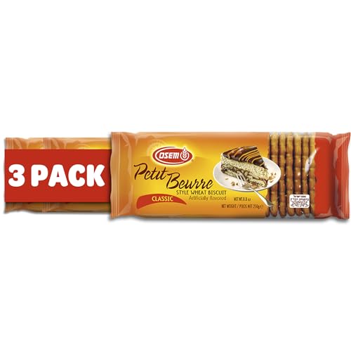 Osem Petit Beurre Cookies - Light and Crispy Tea Biscuits, for Coffee, Breakfast, or Dessert, Classic Buttery Treat, Kosher & Quality Ingredients - 8.8oz (Pack of 3)