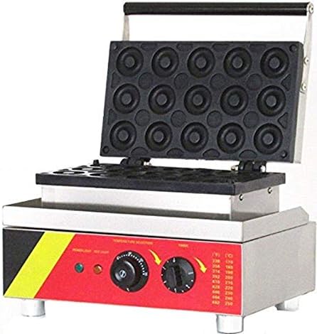 CGOLDENWALL Máquina de hacer gofres 15pcs Commercial Doughnut Don...