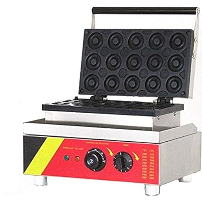 cgoldenwall 15 Stück Commercial Donuts Waffelautomat Elektrische Waffel Maschine no-stick Belgische Waffel Baker (Donut) 110 V/220 V CE Zertifizierung