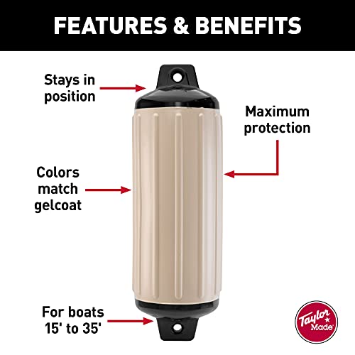 Image of Taylor Made Products 960520 Super Gard Inflatable Vinyl Boat Fender, 5.5 x 20 inch, Sand