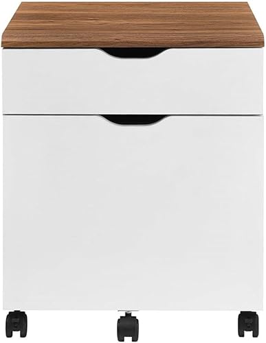 Miniatura 6 de Pemberly Row Archivador de madera con ruedas de plástico en nogalblanco