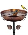 OUISJYER 3" Deep Metal Bird Bath for Outdoors, Removable 13" Dia Bowl with Stable Upgrades Stake, Easy to Clean Birdbaths for Garden Yard Lawn Decor 1.4 Gallon