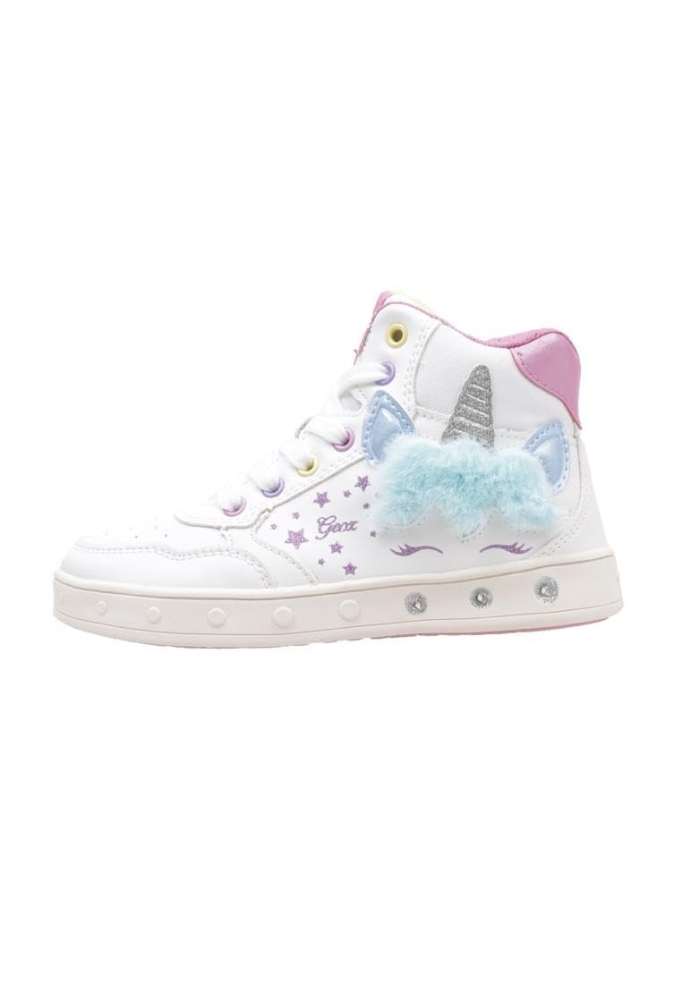 Geox J Skylin Girl Sneaker, White Multicolor, 11.5 UK Child