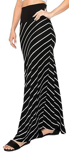 Image of URBAN K Womens Basic Foldable High Waist Regular and Plus Size Maxi Skirts